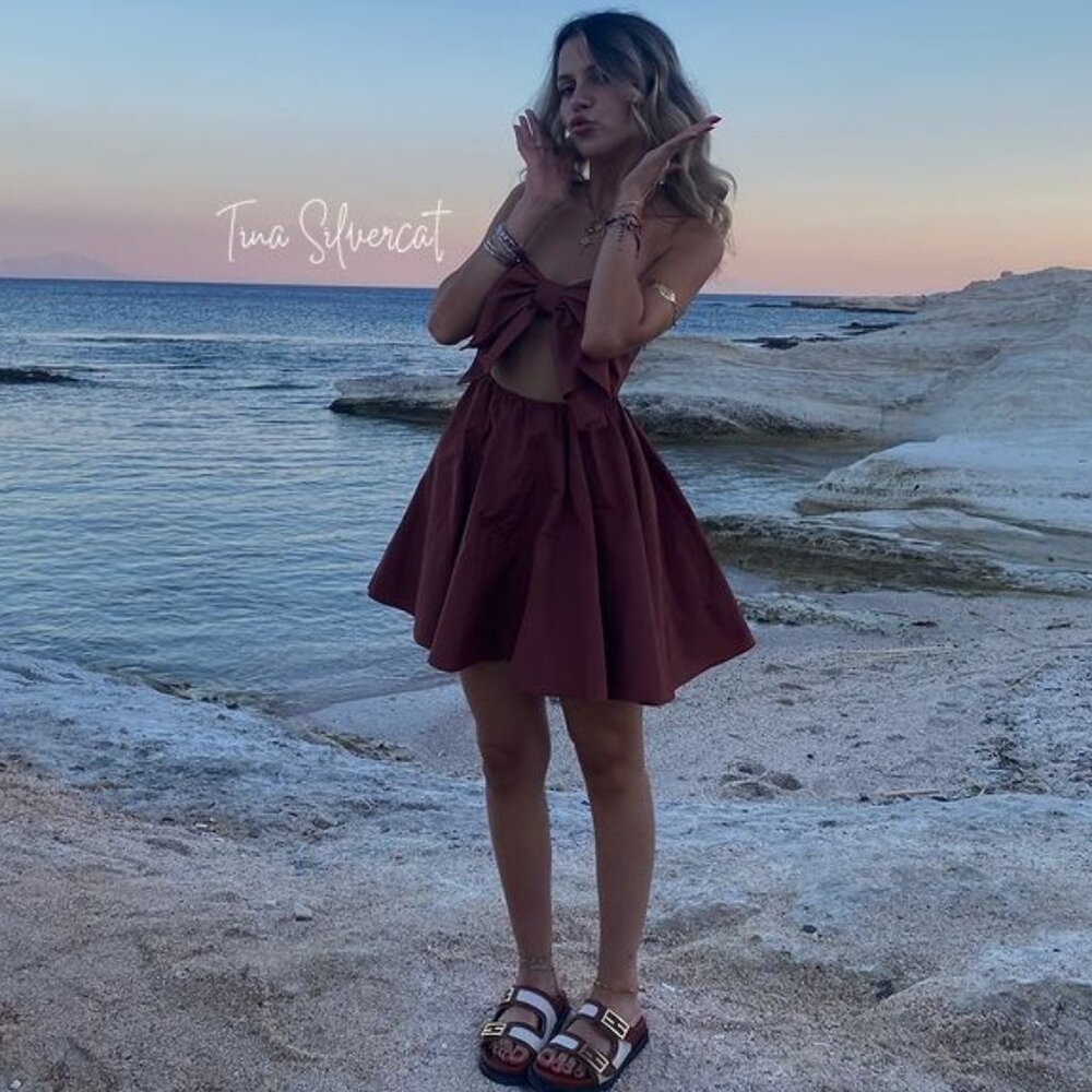 Zara Strapless Bow Mini Cocktail Dress Clay Brown S NWT - Picture 8 of 14